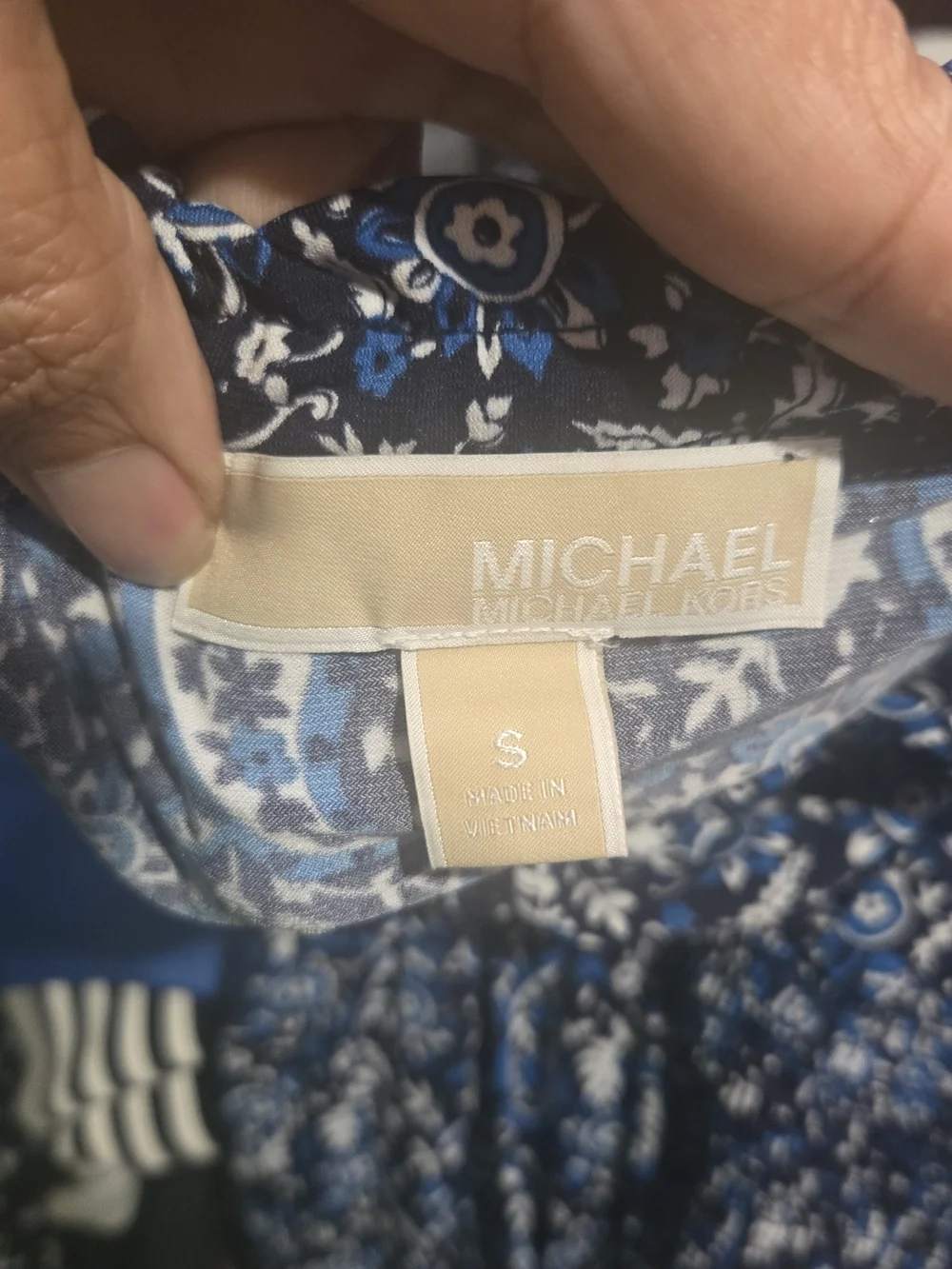 Michael Kors Navy Floral-Print Sleeveless Midi Dress
